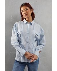 Warehouse - Poplin Triple Placket Fitted Shirt - Lyst