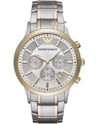 Emporio Armani - Men's Chronograph Renato Two-tone Stainless Steel Bracelet Watch 43mm - Lyst