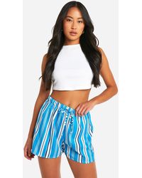 Boohoo - Linen Look Textured Stripe Flippy Short - Lyst