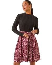 Roman - Petite Spot Print Tie Front Dress - Lyst