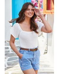 Sosandar - Ivory Crochet Angel Sleeve Top - Lyst