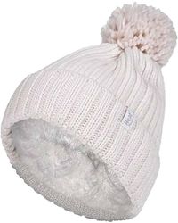 Heat Holders - Ladies Ribbed Cuffed Thermal Insulated Winter Pom Pom Bobble Hat - Lyst