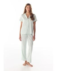 Penti - Aurora Satin Floral Short Sleeve Shirt Trousers Pajama Set - Lyst
