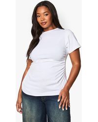 Boohoo - Plus Cotton Ruched Side Short Sleeve T-Shirt - Lyst