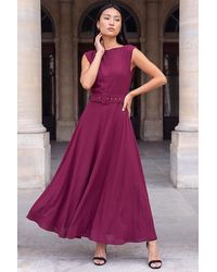 Roman - Belted Fit And Flare Dress - Lyst