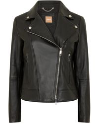 BOSS - Sajin Leather Jacket - Lyst