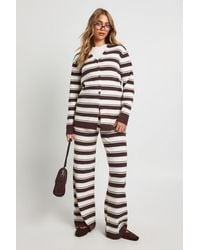 Boohoo - Super Soft Rib Knitted Boyfriend Cardigan And Wide Leg Trouser Co-Ord - Lyst