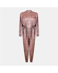 BOSS - Funnel Neck Long Sleeve Metallic Patterned Jumpsuit - Lyst