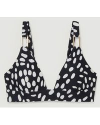 Karen Millen - Polka Dot Print Plunge Bikini Top - Lyst
