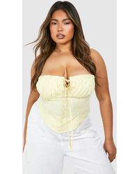 Boohoo - Plus Tie Front Cotton Corset Top - Lyst