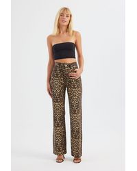 Hiccup - Animal Printed High Waist Straight Leg Trousers - Lyst