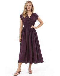 Busem - Textured V-Neck Midi Dress - Lyst