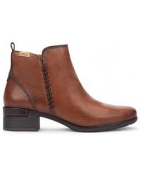 Pikolinos - Cuero Leather Ankle Bootie Zip Heel Boots - Lyst