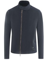 Emporio Armani - Navy Blue Leather Jacket - Lyst