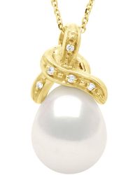 Ateliers Saint Germain - Necklace Beaded Pendant Knot And Diamonds 0.04 Cts Real Freshwater Pearl Pear 9-10 Mm - Lyst
