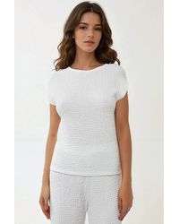 Hiccup - Textured Crew Neck Short Sleeve Top - Lyst