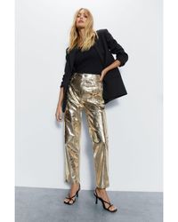 Warehouse - Crackle Faux Leather Straight Trouser - Lyst