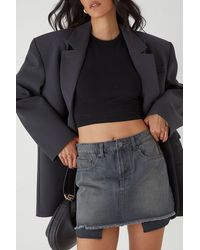 MissPap - Denim Mini Skirt With Exposed Pocket Lining - Lyst