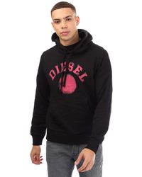 DIESEL - Schwarzer Kapuzenpullover Mit Verzerrtem Punktdesign - Lyst