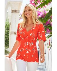 Sosandar - Print Angel Sleeve Twist Front Top - Lyst