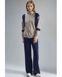Hiccup - Modal Touch Color Blocked Zipper Collar Wide Leg Two-Piece Set - Lyst