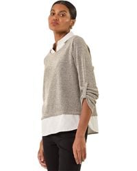 Roman - Textured Snit Mock Shirt - Lyst