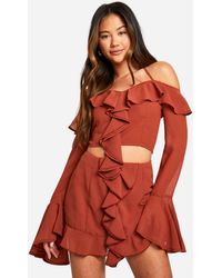 Boohoo - Chiffon Ruffle Front Mini Skirt - Lyst