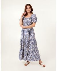 Blue Vanilla - Puff Sleeve Square Neck Maxi Dress - Lyst