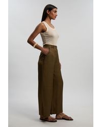 Karen Millen - Premium Viscose Linen Woven Straight Leg Trouser - Lyst
