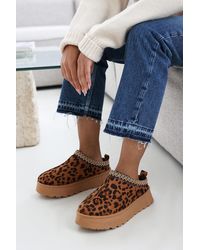 Where's That From - Wheres 'Quincy' Cosy Faux-Suede Fur Lining Platform Slipper - Lyst