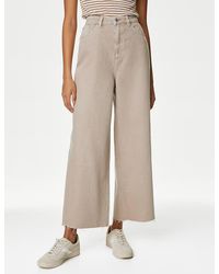 Secret Label - High Waist Raw Hem Wide Leg Jeans - Lyst