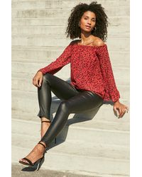 Sosandar - Animal Print Sheer Sleeve Bardot Top - Lyst