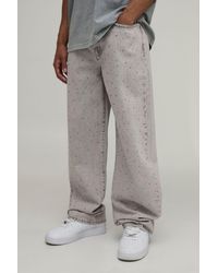 BoohooMAN - Ice Wash All Over Rhinestone Relaxed Fit Jeans - Lyst