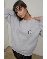 Hiccup - Comfort Animal Pattern Embroidered Raised Crew Neck Sweatshirt - Lyst
