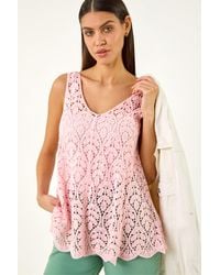 Roman - Crochet Knit Vest Top - Lyst
