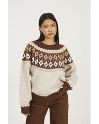 Brave Soul - Crew Neck Fairisle Jumper - Lyst