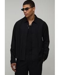 BoohooMAN - Oversized Boxy Long Sleeve Linen Blend Shirt - Lyst