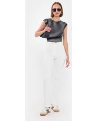 Hiccup - Striped Ribbed Cap-Sleeve Top - Lyst
