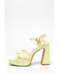 Quiz - Lime Crocodile Cross Strap Platform Heeled Sandal - Lyst