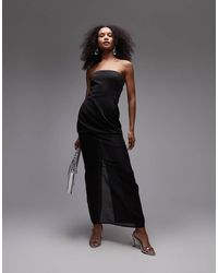 SNDY'S - Bandeau Structured Semi Sheer Maxi Dress - Lyst