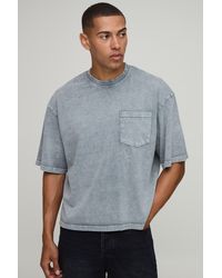 BoohooMAN - Essential Washed Oversized Boxy Front Pocket T-Shirt - Lyst