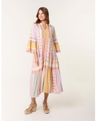 Blue Vanilla - V Neck Smock Midi Dress - Lyst