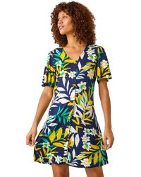 Roman - Leaf Button Detail Tea Dress - Lyst