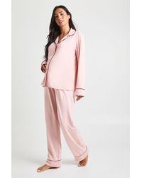 Boohoo - Maternity Piping Detail Long Sleeve Shirt & Trouser Pyjama Set - Lyst