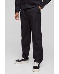 BoohooMAN - Straight Fit Elasticated Waist Technical Pleat Pants - Lyst