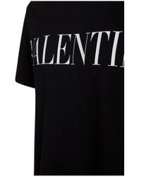 Valentino - Black Logo Print Cotton Jersey T-shirt - Lyst