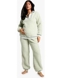 Boohoo - Maternity Rib Fleece Half Zip And Jogger Lounge Set - Lyst