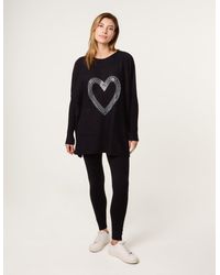 Blue Vanilla - Heart Diamante Oversized Jumper - Lyst