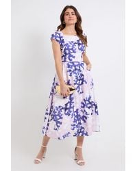 Wallis - Floral Ottoman Fit & Flare Midi Dress - Lyst