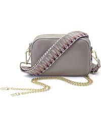 Woodland Leathers - Ladies Crossbody Bag With Wide Strap, Chain And Wristlet - Lyst